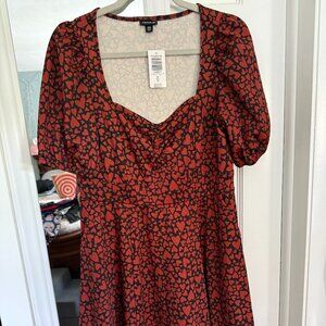 NWT Torrid Mini Dress, sweetheart neckline, heart print
